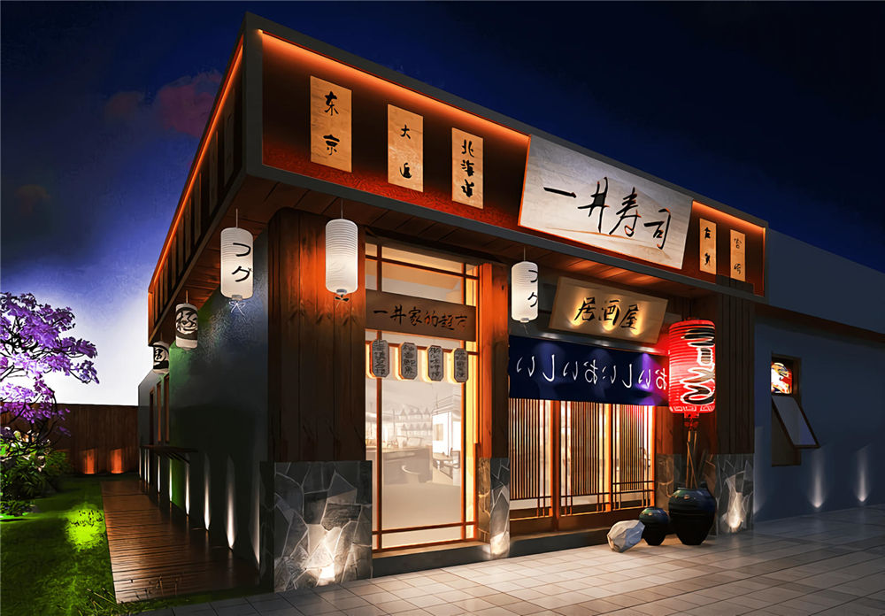 本案日料店风格上完全采用日式风格,让顾客在品尝日本美食的时候,也