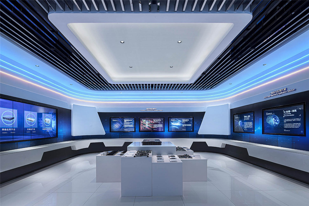 郑州办公展厅设计-恒智科技公司展厅装修实景图