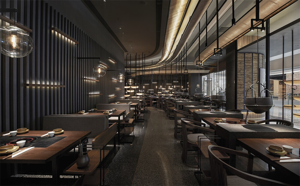 翘脚牛肉火锅店装修—尽膳口福餐厅设计案例(图8)