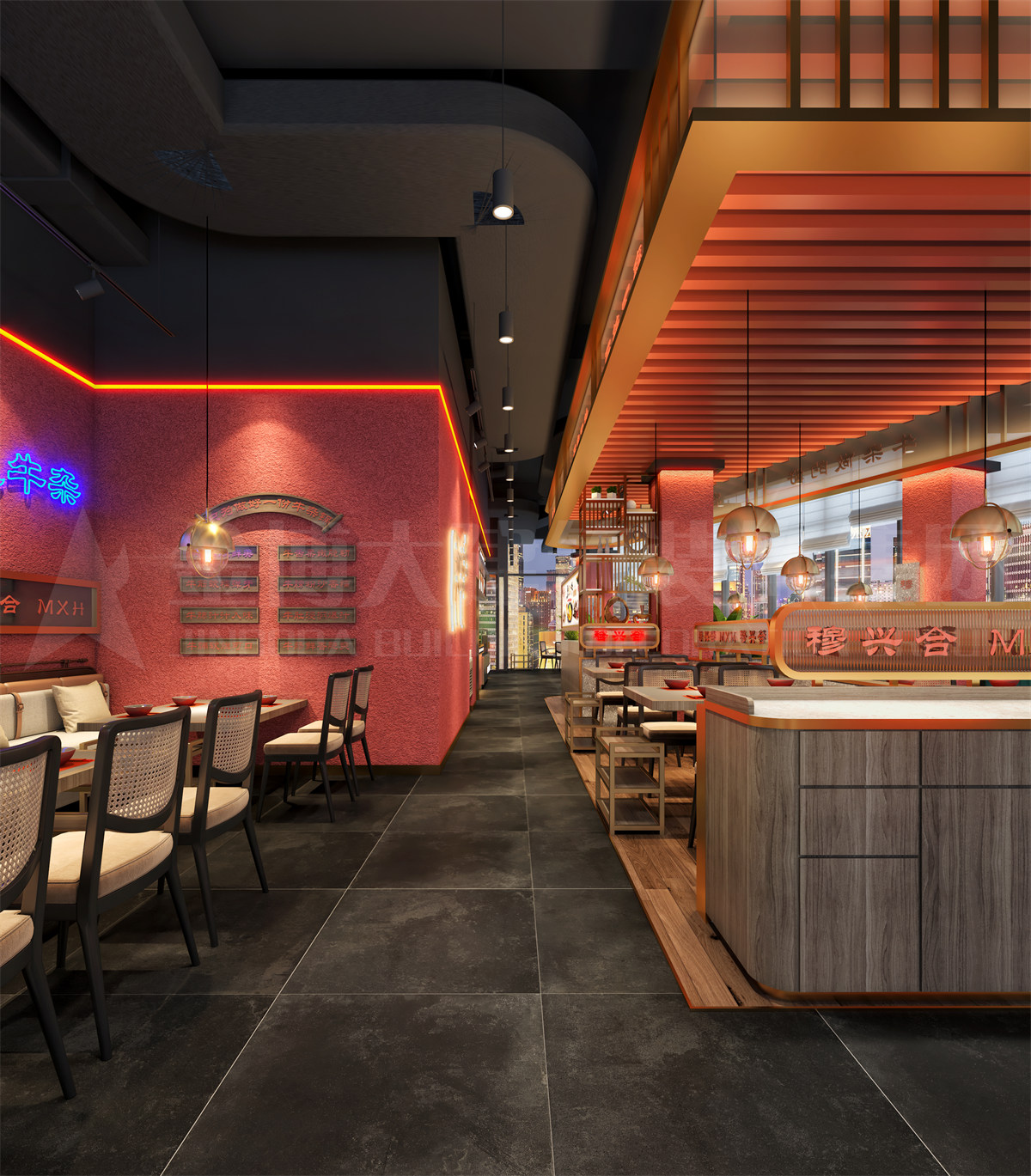 郑州穆兴合全牛火锅店装修设计 - 金博大建筑装饰集团公司