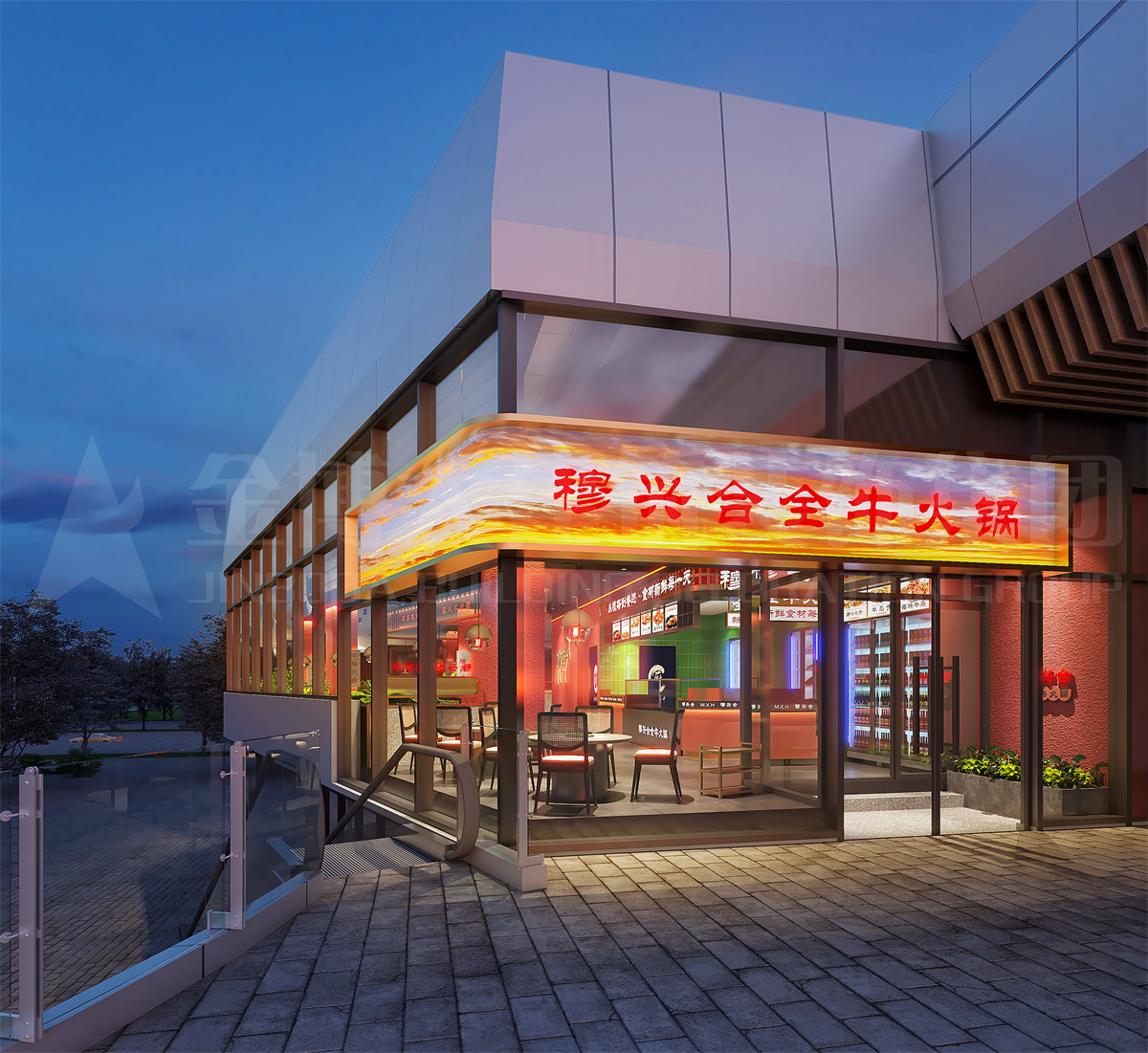 郑州穆兴合全牛火锅店装修设计 - 金博大建筑装饰集团公司