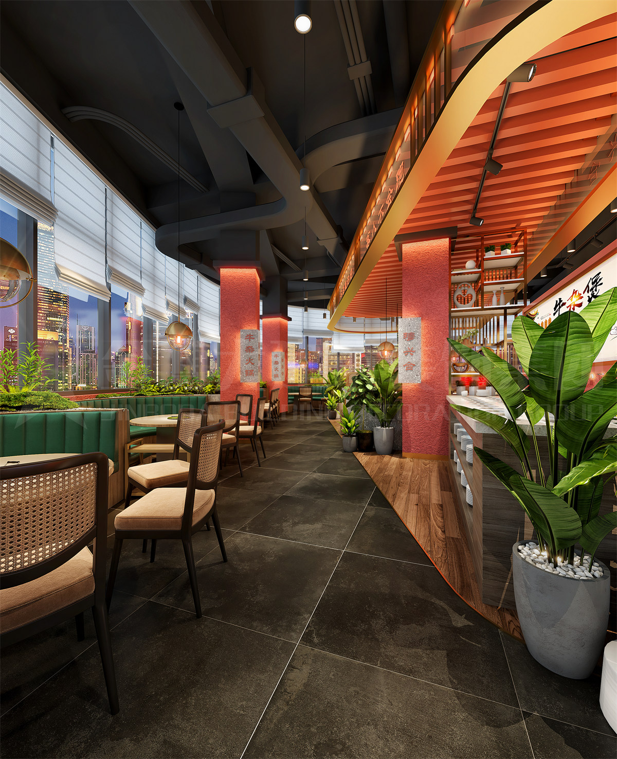 郑州穆兴合全牛火锅店装修设计 - 金博大建筑装饰集团公司